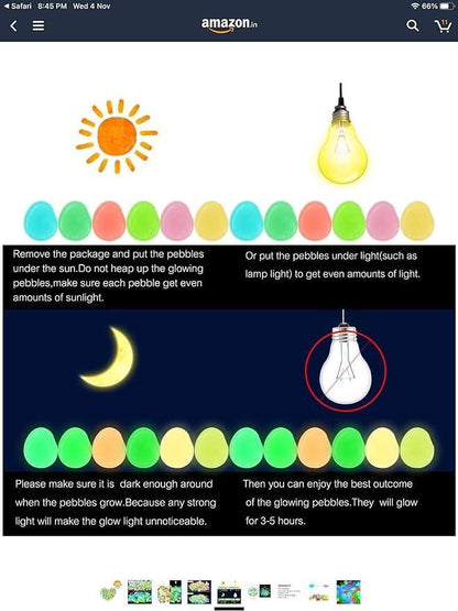 Glow in the Dark Pebbles – Light Up Your Space with Magical Glow! ✨🌿 (100 pcs)
