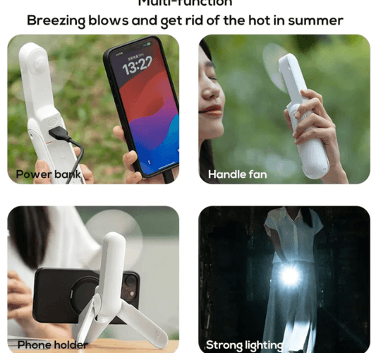 Fan, Phone Charger, Flashlight, Phone Stand - New Ultimate 4-in-1 Gadget